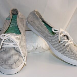 Vans Surf Siders off the wall Striped Canvas Sneakers with White Laces size 6.5